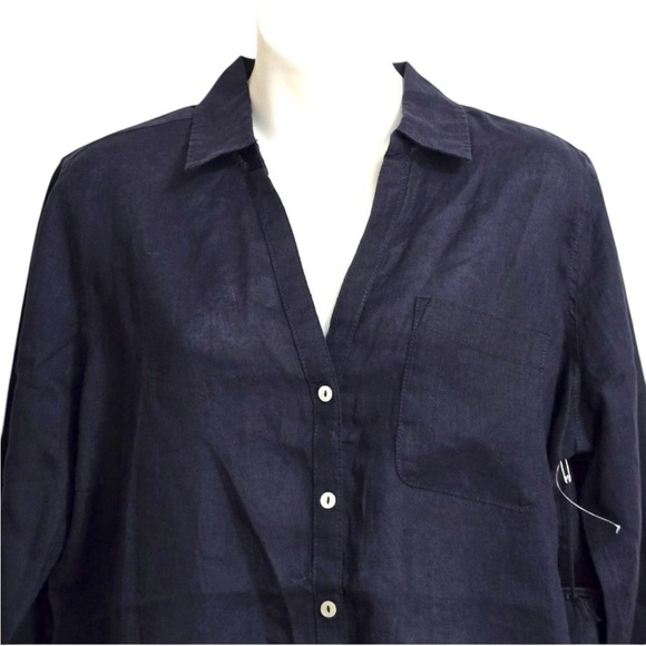 Sigrid Olsen Navy Blue Linen Pants Top M - Picture 4 of 9